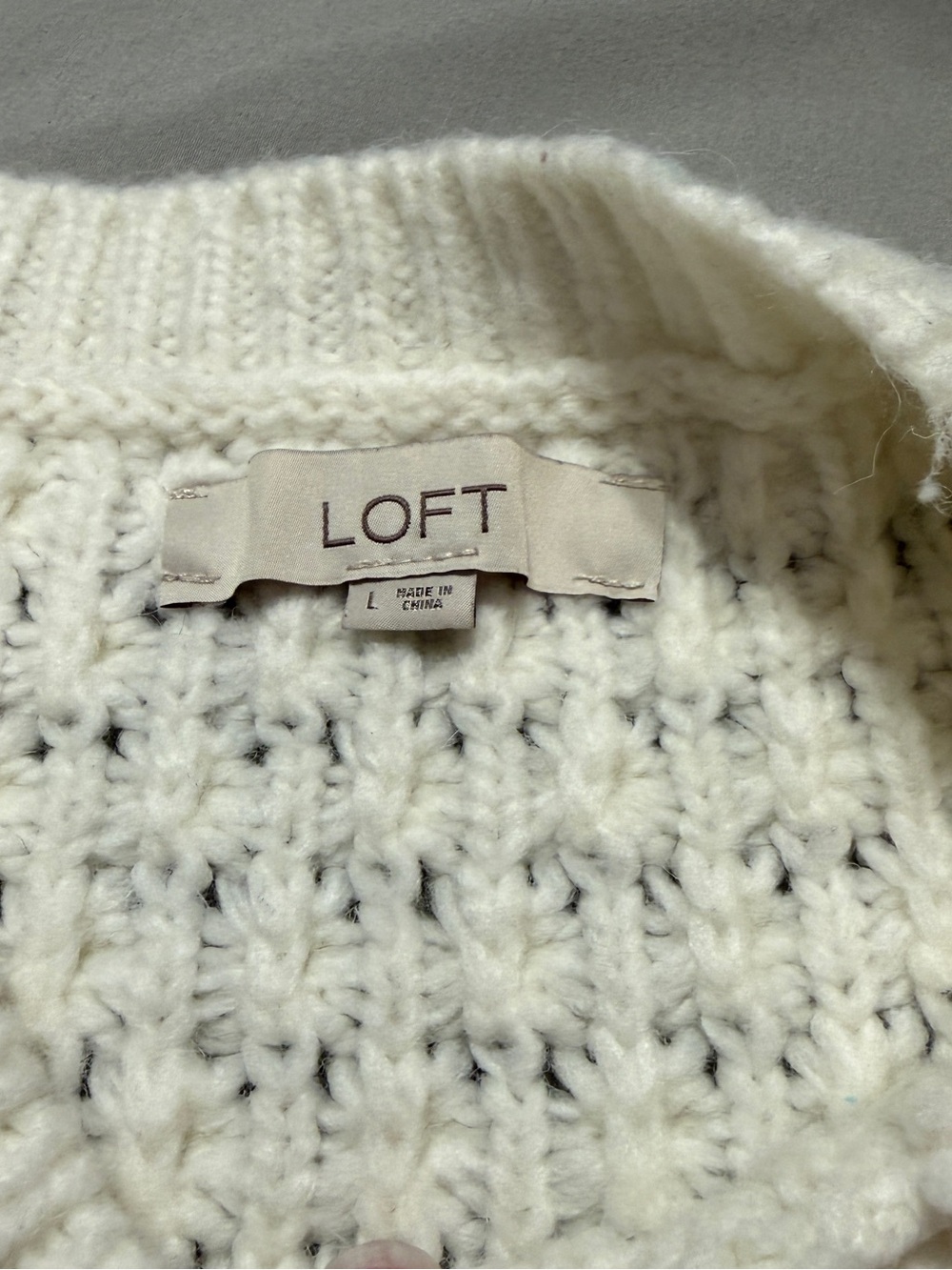 Loft Classic White Chunky Knit Women's Sweater Large - Picture 5 of 5
